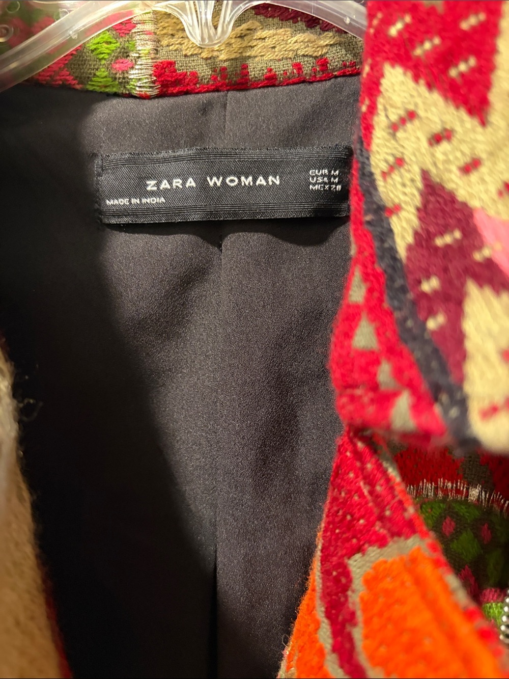 Zara Red Multicolor Patchwork Zip Jacket - Picture 3 of 11